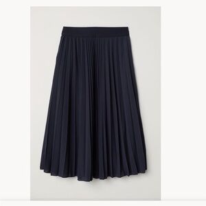 H&M Dark Blue A-Line Pleated Skirt